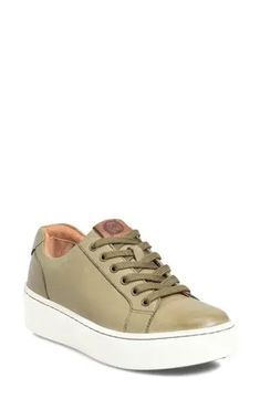 Børn Mira Platform Sneaker - White Leather | Editorialist Green Leather, Womens Sneakers