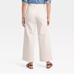 Women's High-rise Sailor Wide Leg Ankle Jeans - Universal Thread™ Beige 2 : Target Casual Ankle-length Denim Bottoms, Ankle-length Cotton Bottoms For Work, Versatile Stretch Cotton Jeans, Casual High Rise Cropped Jeans For Spring, Non-stretch High Rise Cotton Jeans, Spring Non-stretch Wide Leg Cropped Jeans, Spring Wide Leg Non-stretch Cropped Jeans, Relaxed Fit Jeans For Spring Day Out, Versatile Cropped Jeans For Spring