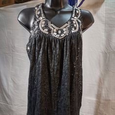 (315) Nwt, Charlotte Russe Size S,Black Tank Top, Sleeveless, Scoop Neck, Cotton, Polyester Material, This Top Has Some Pretty Emblishments, Pre-Owned Good Condition Elegant Black Tank Top For Beach, Tan Tank Top, White Crop Tank, White Crop Top Tank, Strappy Tank Tops, Black Peplum, Sequin Tank, Grey Tank Top, Sequin Tank Tops