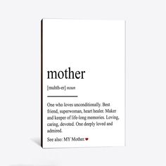 Mother Definition Canvas Wall Art, Gift For Mothers Day, Women, Woman, Moms Mother Definition, Bible Verse Wall Decor, Angel Wall Art, Christian Canvas, Religious Wall Decor, Gift For Mothers Day, Christian Wall Decor, Decorating Styles, Dog Canvas