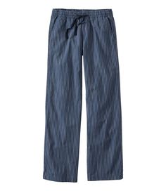 We've made the chino more comfortable than ever, in soft-washed cotton chambray with stretch for ease. These flowing wide-leg pants have classic stripes and an adjustable drawstring waistband that's easy to pull on and looks great too. Wide-leg. Relaxed through hip and thigh. Inseams: Regular 30", Petite 28", Medium Tall 32", Plus 30". Mid-Rise (Favorite Fit): Sits below waist. Soft, substantial blend of 98% cotton with 2% spandex. Washed for lived-in appeal. Machine wash and dry. Comfortable el 2024 Clothes, Chambray Pants, Casual Bottoms, Cotton Chinos, Cotton Pants, Drawstring Waistband, Ll Bean, L L Bean, Chambray