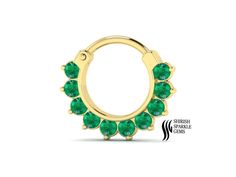 Emerald nose hoop emerald clicker nose ring 8 MM ROUND NOSE PIN inner diameter Every day use it will comfortable with both use 'earrings nose rings' Gemstone Details Gemstone Type -    Emerald Gemstone Size -       2 mm Gemstone Shape -   Round Gemstone Weight - .3ct Gemstone Pcs -       10 Pcs Gold Details... 14kt -   .900Grm 18Kt -  1.10 Grm Daith Hoop, Round Nose, Rings Gemstone, Nose Pin, Ring Emerald, Nose Hoop, Nose Rings, Nose Ring Stud, Ear Piercing