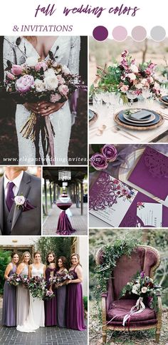 purple wedding color palettes for the bride and groom