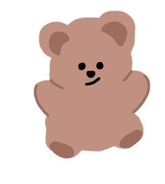 a brown teddy bear sitting on top of a white floor