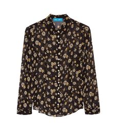 How to Make Your Standard Button-Down Look High-End | Who What Wear Pastel Tops, Georgette Shirt, Sheer Shirt, Loose Fitting Tops, Loose Tops, Printed Silk, Floral Shirt, Black Print, Black Cream