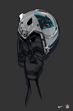 an illustration of a football helmet with the carolina logo painted on it's side