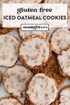 gluten free iced oatmeal cookies with white icing on top