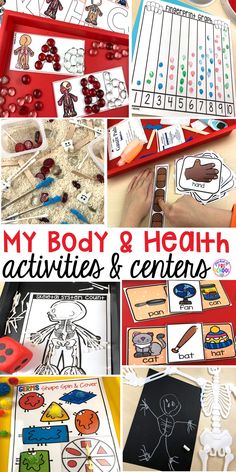 a collage of pictures with the words, my body and health activities and centers