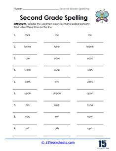 the second grade spelling worksheet for second grade students to practice their spelling skills