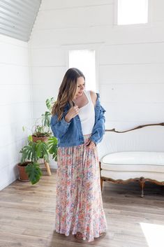 Look no further, our best-selling maxi skirt is here in a fresh new print! The stunning bright floral print, flattering button detail, and a flowy maxi-length is sure to make this your go-to for any summer get-together! Whether you’re heading out on a flirty date night or a daytime gathering, the only thing you’ll be worried about is having too much fun! Features: smocked elastic waist, functional buttons, lined to knee, floral print, open in front, long length Color: Blush Mix100% RayonFor full care instructions, please refer to the manufacturer's label. Fit: True to size.Length: Hits at the ankle on most -- 42” in total lengthWaist: Stretchy with elastic waistbandHips: Relaxed with give Models are wearing size Medium and Small respectively. MODEL INFO Ashley Brook Height: 5'3" Height: 5' Floral Print Flowy Maxi Skirt For Brunch, Brunch Floral Print Flowy Maxi Skirt, Spring Long Maxi Skirt, Spring Relaxed Fit Tiered Maxi Dress, Spring Vacation Wide-leg Maxi Dress, Wide Leg Spring Maxi Dress For Vacation, Chic Floral Print Maxi Skirt For Brunch, Flowy Wide Leg Maxi Skirt For Spring, Spring Bohemian Maxi Dress With Lined Skirt