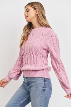 This luxuriously soft sweater is knitted from cashmerelle and has a slim silhouette. The front is patterned with a fine cable-knit design that's embellished with delicate pearls. It has a mock neck to keep you warm without bulk and falls to mid-hip. Pair yours with tan or black pants for a classic tailored look. Faux P Sweater With Pearls, Pink Cable Knit Sweater, Races Outfit, Pearl Beading, Pearl Pink, Long Sleeve Blazers, Softest Sweater, Cable Knit Sweater, Color Rosa