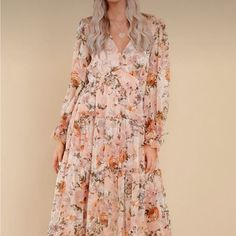 Boho Maxi Dress. Purchased From Amazon. Size Small. Never Worn. Fall Floral Dress For Brunch, Feminine Floral Maxi Dress For Fall, Feminine Fall Maxi Dress For Casual Occasions, Casual Feminine Fall Maxi Dress, Feminine Fall Maxi Dress For Day Out, Feminine Maxi Dress For Fall Day Out, Boho Maxi, Boho Maxi Dress, Pink Ladies