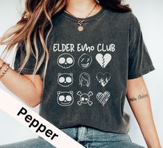 This is a Comfort Colors tee which is known for its cozy, vintage, lived in feel! Elder Emo Shirt, Emo Concert Outfit, Emo Gift, Emo Tees, Emo T-Shirt, It Was Never A Phase, Emo Forever, Goth Emo Tee, Emo Clothing, WWWY White and Ivory have black font, all other colors have white! ★ SIZING -Please reference the sizing chart listed in the photos before purchasing! -UNISEX sizing - they are meant to have a loose fit. Please refer to our sizing chart in the photos for measurements. For oversized lo Grunge Custom Print Tops For Concert, Grunge Tops With Custom Print, Grunge Tops With Custom Print For Concert, Graphic Tee With Custom Print For Concerts, Concert Graphic Tee With Custom Print, Grunge Style Relaxed Fit Top With Custom Print, Trendy Custom Print Tops For Concert, Concert Outfit Emo, Emo Concert Outfit