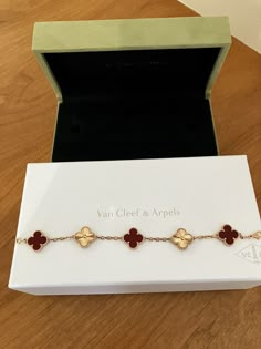 Limited edition VCA Van Cleef & Arpels Vintage Alhambra Carnelian Rose Gold Guilloche 5 Motif Bracelet. This was purchased during the first release (Sept 2021). They just reissued this bracelet but it is only for in-boutique VIP’s. I wore this bracelet very little so want to rotate it out of my wardrobe. I took pictures on both a dark and light background so you can see how the red color adjusts depending on skin color. The stone shade is a darker red. I don’t have my original certificate or receipt because I never sell my fine jewelry and simply didn’t think I would ever get rid of this bracelet. But, I do have the receipt from when I resized the bracelet in 2023 and it has the serial number just like the original certificate. I can send this as proof of authenticity if requested. The bra Van Cleef Carnelian Bracelet, Van Cleef And Arpels Jewelry Bracelets, Matching Gold Bracelets, Van Cleef And Arpels Jewelry Aesthetic, Bracelets Van Cleef, Vintage Van Cleef And Arpels Jewelry, Van Cleef Clover Bracelet, Van Cleef Gold Bracelet, Arpels Van Cleef Bracelet