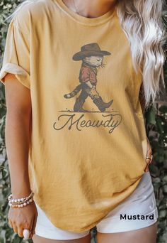 Cowboy Cat Shirt, Meowdy Shirt, Comfort Colors, Funny Cat Tee for Women Men Kids, Vintage Retro Cool Cute Cat Tshirt, Cat Lover Gifts - Etsy Crew Neck Cotton Shirt With Cat Design, Cotton Crew Neck Shirt With Cat Design, Funny Cotton Tops With Cat Design, Cat Graphic, Cat Graphic Tee, Cat Tee, Tees For Women, Cat Shirts, Cat Tshirt