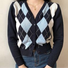 Vintage Geometric Long Sleeve V Neck Knitted Sweater











(cm)

(cm)

(cm)

(cm)





SIZE

Shoulder

Bust

Sleeve

Length





One Size

34

80-90

54

50 1990s Women, Argyle Print, Argyle Cardigan, Cardigan Vintage, Long Sleeve Outerwear, England Fashion, Argyle Sweater, Women Sweater, Long Sweaters Cardigan