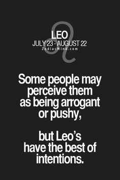 the quote for leo is written in white on black