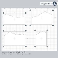 the mountain inserts are shown in four different styles and sizes, including one for each card