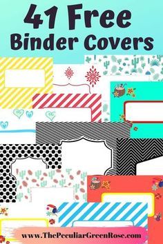 four different binder covers with the text 4 free binder covers