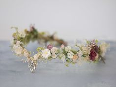 This beautiful flower elven tiara is a lovely accessory, perfect for a party, or wedding.  Head circumference:  one size fits all (adjustable) / fits adults and older children Flower Crown With Crystals, Lotr Wedding Ideas, Adult Fairy Party, Saloon Wedding, Woodland Fairy Wedding, Fae Wedding, Elven Makeup, Elf Wedding, Elf Headpiece