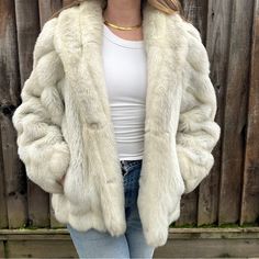 Vintage Jordache Faux Fur Coat Mob Wife Vibes! Beautiful White And Gray Coloring. Super Comfortable! Fully Lined. One Closure Hook Missing, Other Is Fine! Some Minor Signs Of Wear To Be Expected, Faint Staining That Has Been Treated But Could Be Some I Missed! Best Fit Size M-L Reasonable Offers Always Welcome!!! Winter White Fitted Faux Fur Coat, Fitted Winter White Faux Fur Coat, White Outerwear With Faux Fur Lining, White Fur Coat With Faux Fur Lining, White Faux Fur Lined Coat, White Faux Fur Outerwear For Fall, White Faux Fur Trim Outerwear, Fitted Winter White Outerwear With Faux Fur Lining, White Faux Fur Coat For Spring