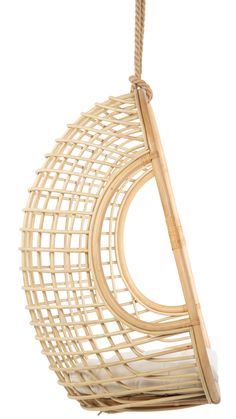 a hanging chair made out of bamboo