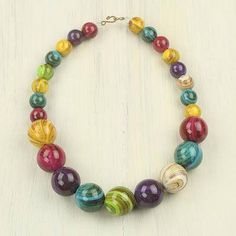 Recycled beaded necklace, 'Wild Planet' - Eco-Friendly Colorful Recycled Plastic Bead Necklace Tagua Jewelry, Plastic Jewelry, Ethical Jewelry, Expensive Jewelry, Plastic Beads, Precious Jewelry, Jewelry Packaging, Gorgeous Necklaces, Jewellery Making