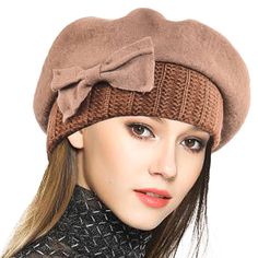 PRICES MAY VARY. MATERIAL: 100% wool for Wool Berets/ 70% Angora & 30% wool for angora berets with soft Lining. Non-wild animal!!! Comfortable and breathable for sensitive skin. SIZE:Fit for head circumference 21.26 inch~22.83 inch.Combines plenty of stretch with a snug, comfortable fit. DESIGN: This Knitted French Beret. Simple and cozy, Wool and Angora surface knitting brim cuffed, soft fur lined.decorated floral,bow and Liffle fur. OCCASION: Easy match for casual/formal dress up. Take it for Wool Bucket Hat, Beret Style, Hat Felt, Casual Formal Dresses, Knit Beret, French Beret, Wool Beret, Hat Beret, Dress Winter