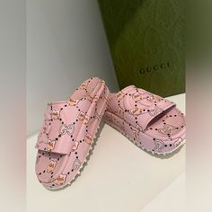 Gucci Cubic Rubber Pink Multicolor New In Box Purchased At Gucci Store. Size 39 Trendy Pink Round Toe Slides, Chic Pink Flat Slides, Trendy Pink Flat Slides, Spring Luxury Pink Slides, Gucci Pink Platform Sandals, Trendy Pink Platform Slides, Pink Platform Slip-on Slides, Pink Slip-on Platform Slides, Chic Pink Slip-on Slides