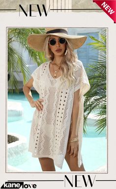 Summer Beach Cover-up Hollow Knitting Holidays Beach Knitting Shirt Knitting Shirt, Swimwear Cover, Beach Covers, Knit Shirt, Beach Towels, Summer Beach, This Summer, Towels, Cover Up