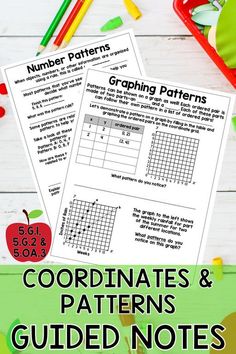 two printable worksheets for coordinates and patterns, with the title number patterns graphing patterns