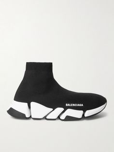 If you were a big fan of Balenciaga's original 'Speed' sneakers that debuted in 2016, then you'll definitely want to get your hands on the '2.0' version, Mr Demna Gvasalia has split the signature chunky soles into five individual segments so they feel more flexible and even more comfortable than before. Made from stretch-knit for a sock-like fit, they have shock-absorbing memory foam cushioning and are stamped with the brand's moniker at the sides. Wear it with: Balenciaga Trousers, Balenciaga … Black Sporty Sneakers With Logo Detail, Black High-top Sneakers With Logo Detail, Designer Black High-top Sneakers With Logo Print, Modern Black High-top Sneakers With Logo, Black High-top Sneakers For Sports With Logo, Sporty Black High-top Sneakers With Logo Detail, Sporty Black High-top Sneakers With Logo, Black Custom Sneakers With Logo Detail, Black Running Sneakers With Logo