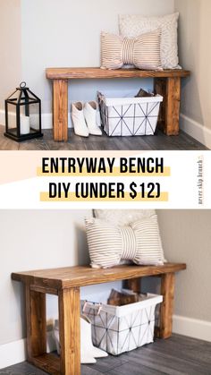 the entry bench diy under $ 12 is an easy and cheap way to decorate it