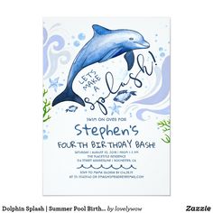 a dolphin birthday party with blue watercolors