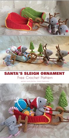 crochet santa's sleigh ornament free pattern with instructions