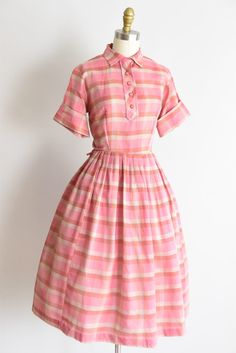 1950s Summer Sangria Dress - Etsy 1950s Dress Aesthetic, Pink 1950s Dress, 50s Summer Dress, 1950s Everyday Fashion, 1950s Southern Fashion, 50s Dress Aesthetic, 1950s Christmas Dress, Vintage Plaid Dress For Work, Retro Plaid Dress For Daywear