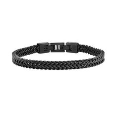 Geoffrey Beene Stainless Steel Double Franco Chain Bracelet Sumptuous, yet simple, this substantial bracelet can make a look, or simply accent a favorite one.       Approx. 7-5/16"L x 5/16"W with 7/16" extender     Stainless steel     Foldover clasp Everyday Black Chain Bracelets, Everyday Black Chain Bracelet, Minimalist Black Chain Bracelets, Classic Adjustable Black Chain Bracelet, Classic Black Metal Chain Bracelet, Classic Black Chain Bracelet For Everyday, Stainless Bracelet, Geoffrey Beene, Mens Jewelry Bracelet