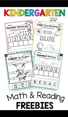 three printable worksheets with the words, numbers and letters for children to read