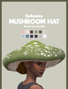 a woman wearing a large mushroom hat