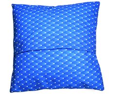 a blue pillow with white stars on it