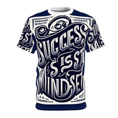 "Get your daily dose of motivation with our premium t-shirt showcasing a powerful 'Success is a Mindset' quote. Beautifully hand-lettered in bold script font against a deep navy-blue backdrop, it's the perfect blend of style and inspiration. The emphasis on 'Success' and 'Mindset' reinforces its strong message. #Success #Mindset #Motivational #Fashion #Typography #Handlettered #ScriptFont #PremiumQuality #Inspiration #NavyBlueShirt" Bold Script Font, Fashion Typography, Blue Backdrop, Navy Blue Shirts, Blue Backdrops, Mindset Quotes, Success Mindset, Script Fonts, Hand Lettered