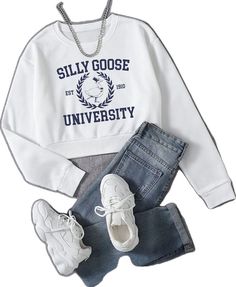 Cotton Tops With Letter Embroidery For Campus, Long Sleeve Tops With Letter Embroidery For Campus, Cotton Campus Top With Letter Embroidery, White Casual Sweatshirt With Letter Embroidery, Fall Campus Tops With Embroidered Graphics, Long Sleeve Varsity Style Top With Letter Embroidery, Cotton College Style Top With Letter Embroidery, College Style Long Sleeve Top With Letter Embroidery, Cotton Tops With Letter Embroidery In College Style