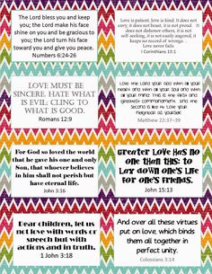 colorful chevroned paper with bible verses on it