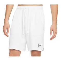 Nike Therma Flex Exploration Basketball Shorts White CD0313-121 (Men's) Nike Training Bottoms With Elastic Waistband, White Comfort Waistband Shorts, White Bottoms With Comfort Waistband, Short Length, Nike Bottoms With Elastic Waistband And Short Leg, Cotton Training Bottoms With Pockets, White Short Sportswear Bottoms, White Short Length Sportswear Bottoms, White Training Shorts With Pockets, White Gym Bottoms With Comfort Waistband