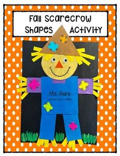 a scarecrow shape made out of paper with the words fall scarecrow shapes activity