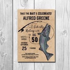 a fishing themed birthday party with a fish on the front and an old paper background