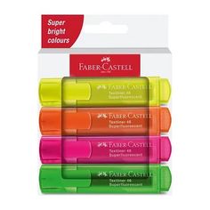 faber castel super bright colors set of 6 pens in assorted packaging, multicolored