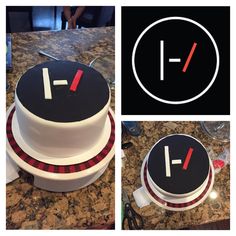 there is a cake that has the number one on it, and two pictures of it