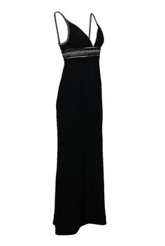 Take the classic LBD to the next level with this gorgeous gown from Balenciaga! A sleek and elegant silhouette is adorned with silvery embroidery and a chic mesh design. Perfect for any boho babe attending a sophisticated awards show. Pair with silvery jewelry and sparkly heels and you'll be best dressed on the red carpet! Size M Shell: 52% Viscose, 48% Acetate Lining: 72% Acetate, 28% Silk Concealed side zipper Lined V-neckline Sleeveless w/ spaghetti straps Silvery embroidery on straps and und Elegant Formal Dress With Sheer Back, Elegant Prom Gown With Sheer Back, Elegant Black Gown With Sheer Back, Formal Full-length Evening Dress With Sheer Bodice, Elegant Formal Evening Dress With Sheer Back, Elegant Black Evening Dress With Back Opening, Elegant Gown With Sheer Bodice, Elegant Gown With Sheer Back, Elegant Full-length Gown With Sheer Bodice