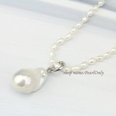 13-15mm clip-on baroque pearl pendant necklace,white large jumbo pearl pendant,nucleated fireball pe Pearl White Baroque Pearl Jewelry With Adjustable Chain, Adjustable Baroque Pearl Necklace In Pearl White, White Baroque Pearl Necklace With Adjustable Chain, Baroque White Pearl Pendant Jewelry, Detachable Pendant, White Pearl Necklace With 14k Gold-filled Pearl Pendant, Baroque Pearl Pendant, Necklace White, Pearl Pendant Necklace